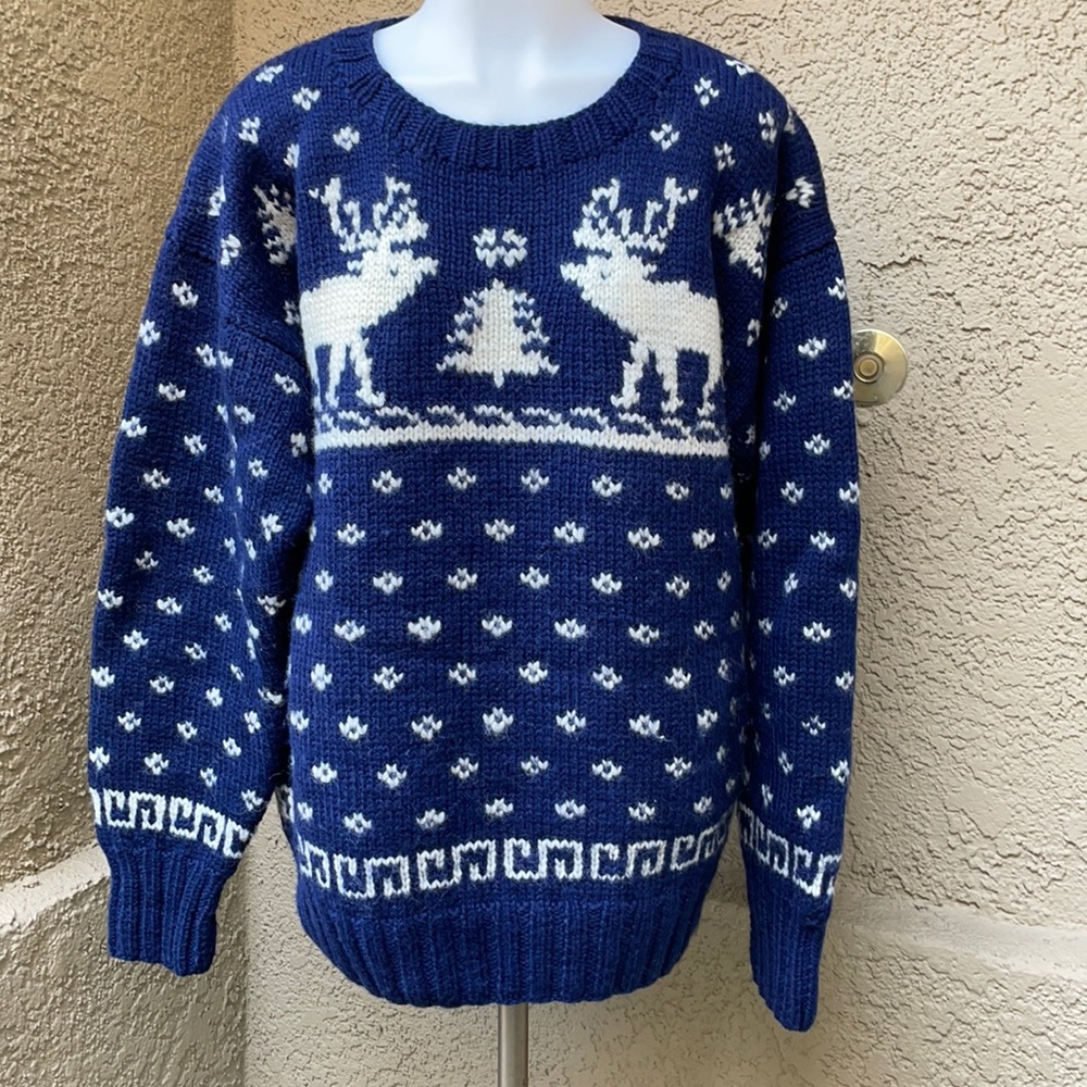 New vintage navy blue/white Phelps wool sweater